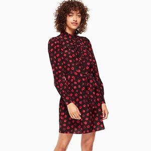Kate Spade Black and Red Floral Long Sleeve Dress